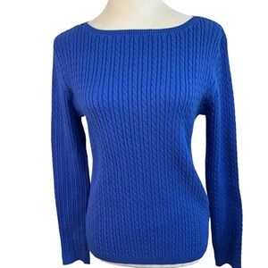 Lauren Ralph Lauren Blue Cable Knit Sweater | Cotton Blend | Size Large